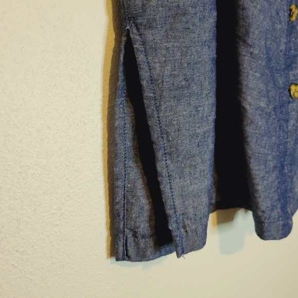 Dash linen blend blue button down skirt - Picture 4 of 7